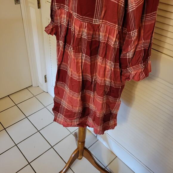 Plaid Babydoll T-Shirt Dress Red Long Sleeve Matilda Jane Size Large - Picture 3 of 7